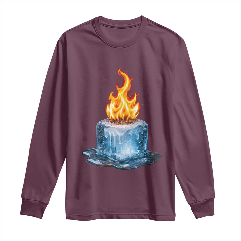 Subtle Anti Ice Long Sleeve Shirt Ice Melting Satire Political Humor TS10 Maroon Print Your Wear