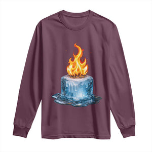 Subtle Anti Ice Long Sleeve Shirt Ice Melting Satire Political Humor TS10 Maroon Print Your Wear