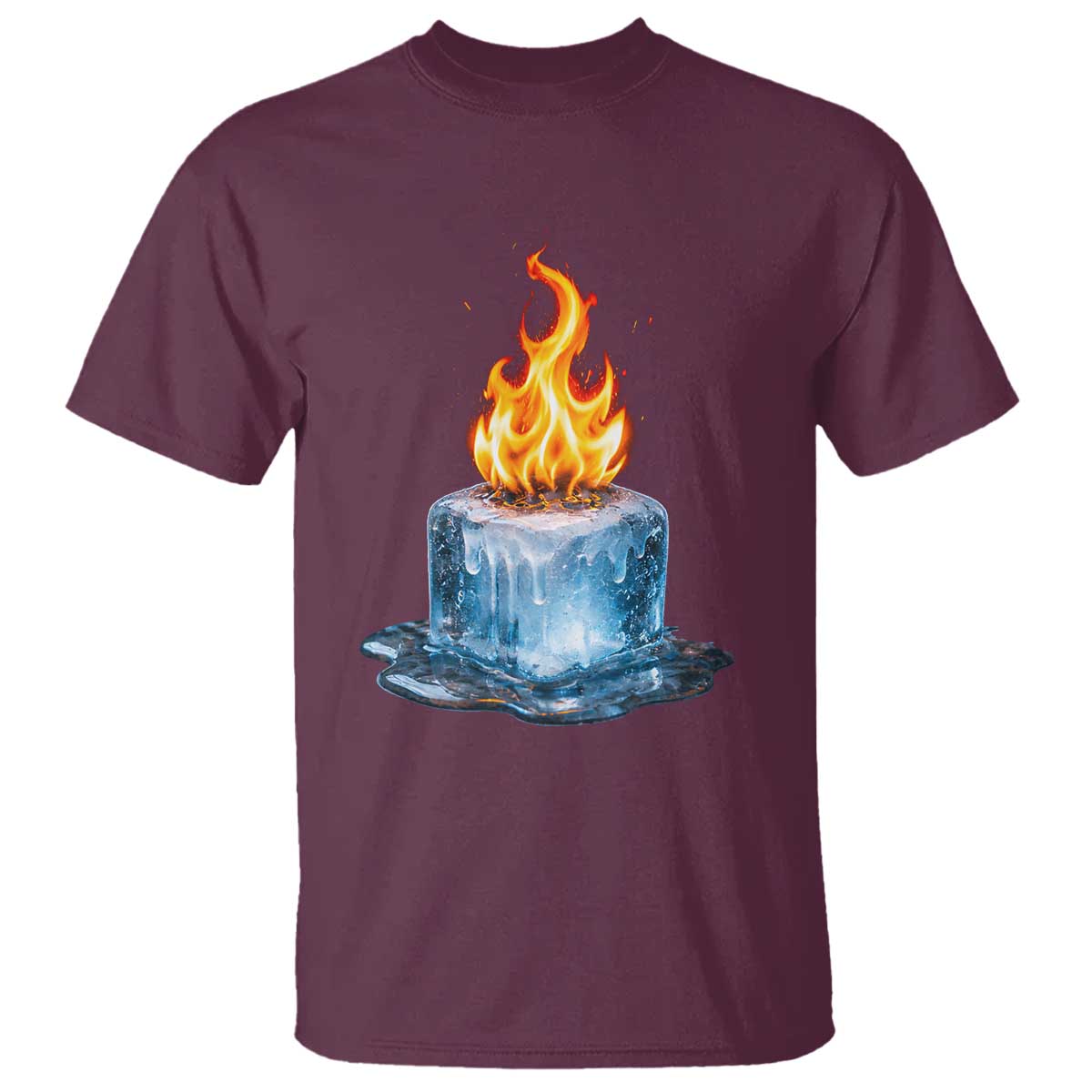 Subtle Anti Ice T Shirt Ice Melting Satire Political Humor TS10 Maroon Print Your Wear