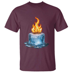 Subtle Anti Ice T Shirt Ice Melting Satire Political Humor TS10 Maroon Print Your Wear