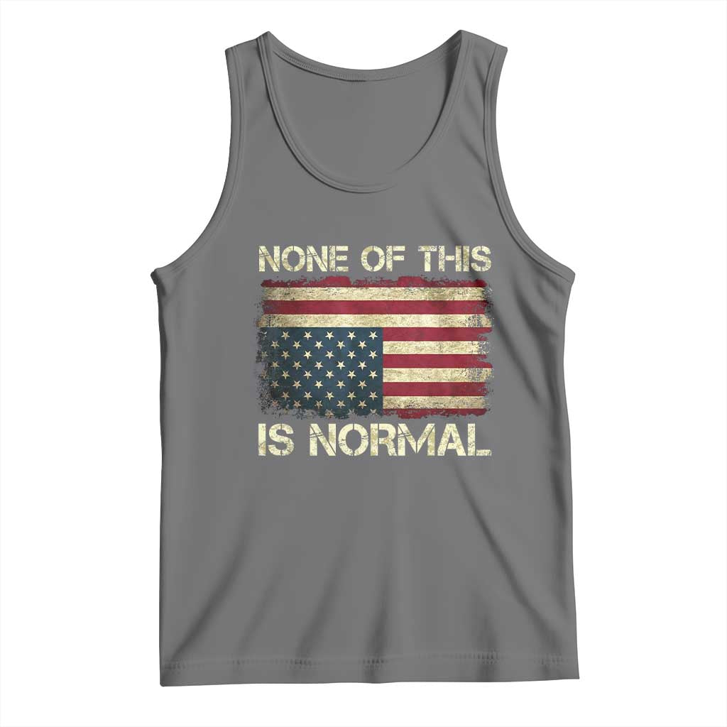 None of This Is Normal Tank Top Retro Upside Down American Flag TS10 Black Heather Print Your Wear