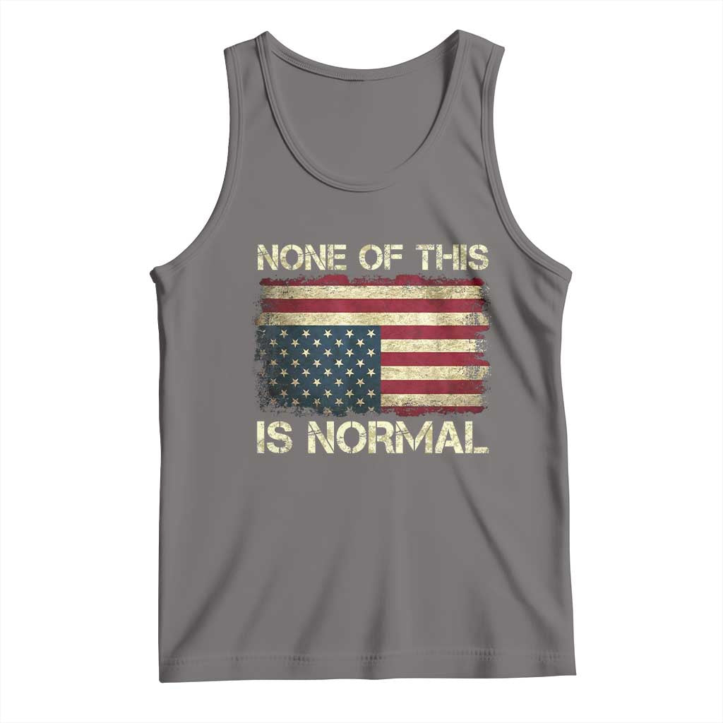 None of This Is Normal Tank Top Retro Upside Down American Flag TS10 Deep Heather Print Your Wear