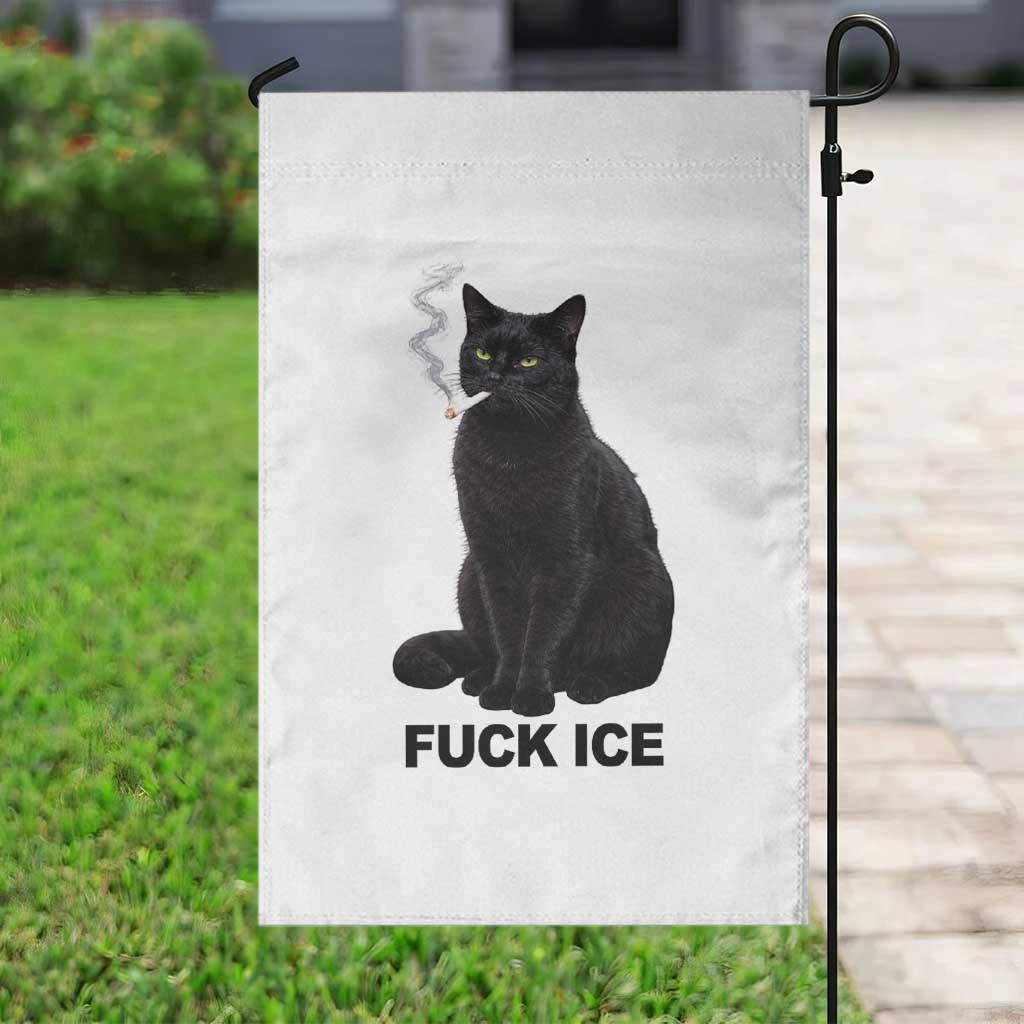 Fck Ice Smoking Cat Garden Flag Subtle FDT Black Cat Meme TS10 Print Your Wear