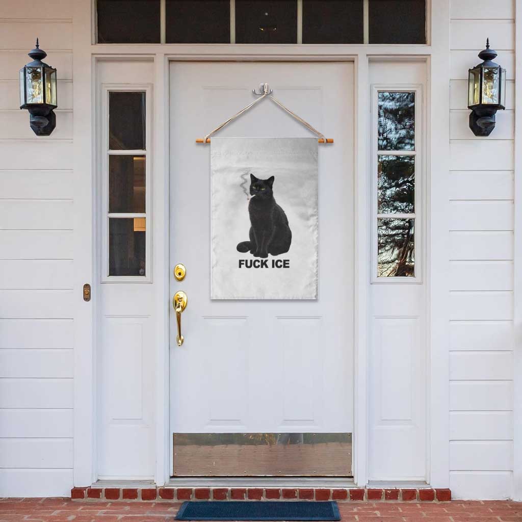 Fck Ice Smoking Cat Garden Flag Subtle FDT Black Cat Meme TS10 Print Your Wear
