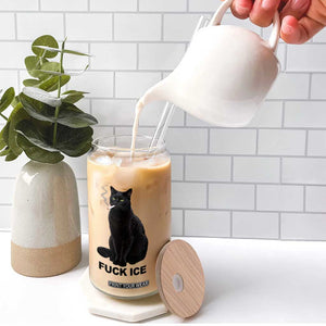 Fck Ice Smoking Cat Glass Can Subtle FDT Black Cat Meme TS10 Print Your Wear