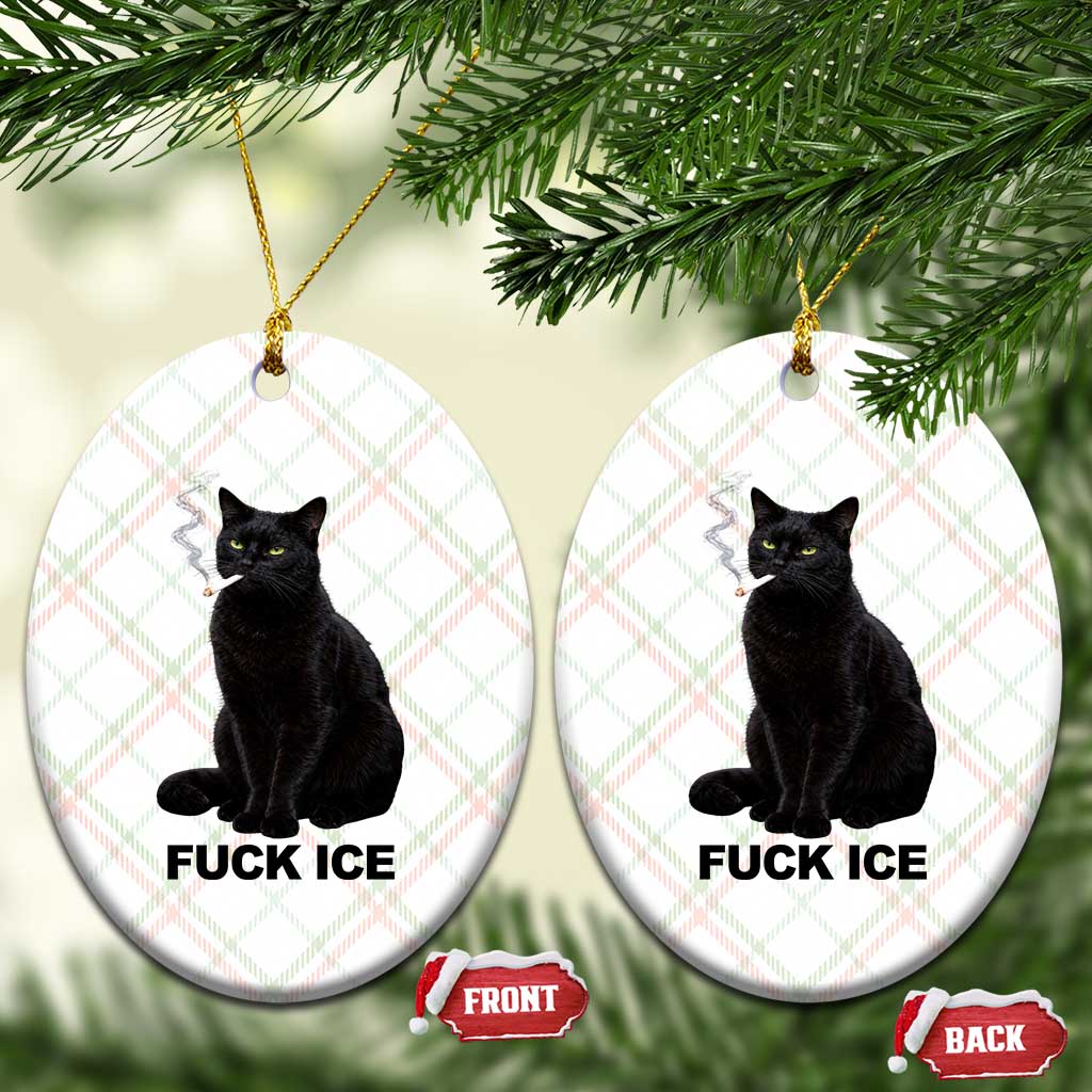 Fck Ice Smoking Cat Ceramic Ornament Subtle FDT Black Cat Meme TS10 Print Your Wear