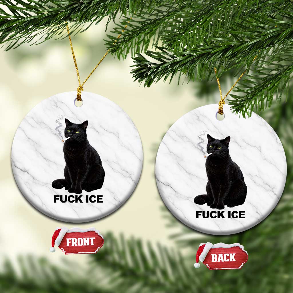 Fck Ice Smoking Cat Ceramic Ornament Subtle FDT Black Cat Meme TS10 1pc White Marble Print Your Wear