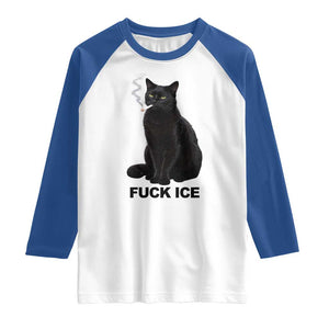 Fck Ice Smoking Cat Raglan Shirt Subtle FDT Black Cat Meme TS10 White Royal Print Your Wear