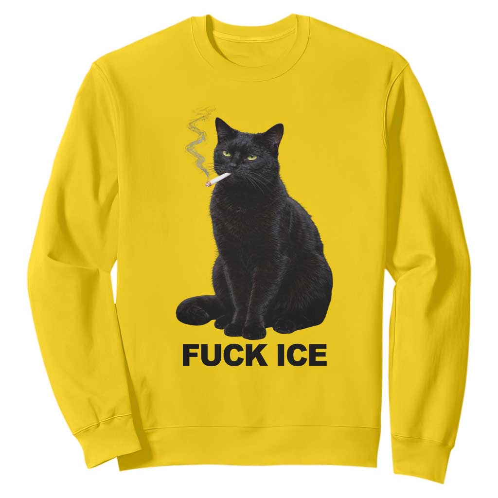 Fck Ice Smoking Cat Sweatshirt Subtle FDT Black Cat Meme TS10 Daisy Print Your Wear