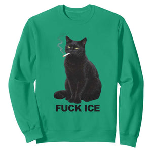 Fck Ice Smoking Cat Sweatshirt Subtle FDT Black Cat Meme TS10 Irish Green Print Your Wear