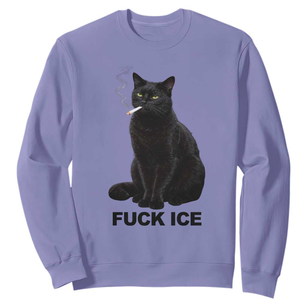 Fck Ice Smoking Cat Sweatshirt Subtle FDT Black Cat Meme TS10 Violet Print Your Wear