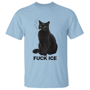 Fck Ice Smoking Cat T Shirt Subtle FDT Black Cat Meme TS10 Light Blue Print Your Wear