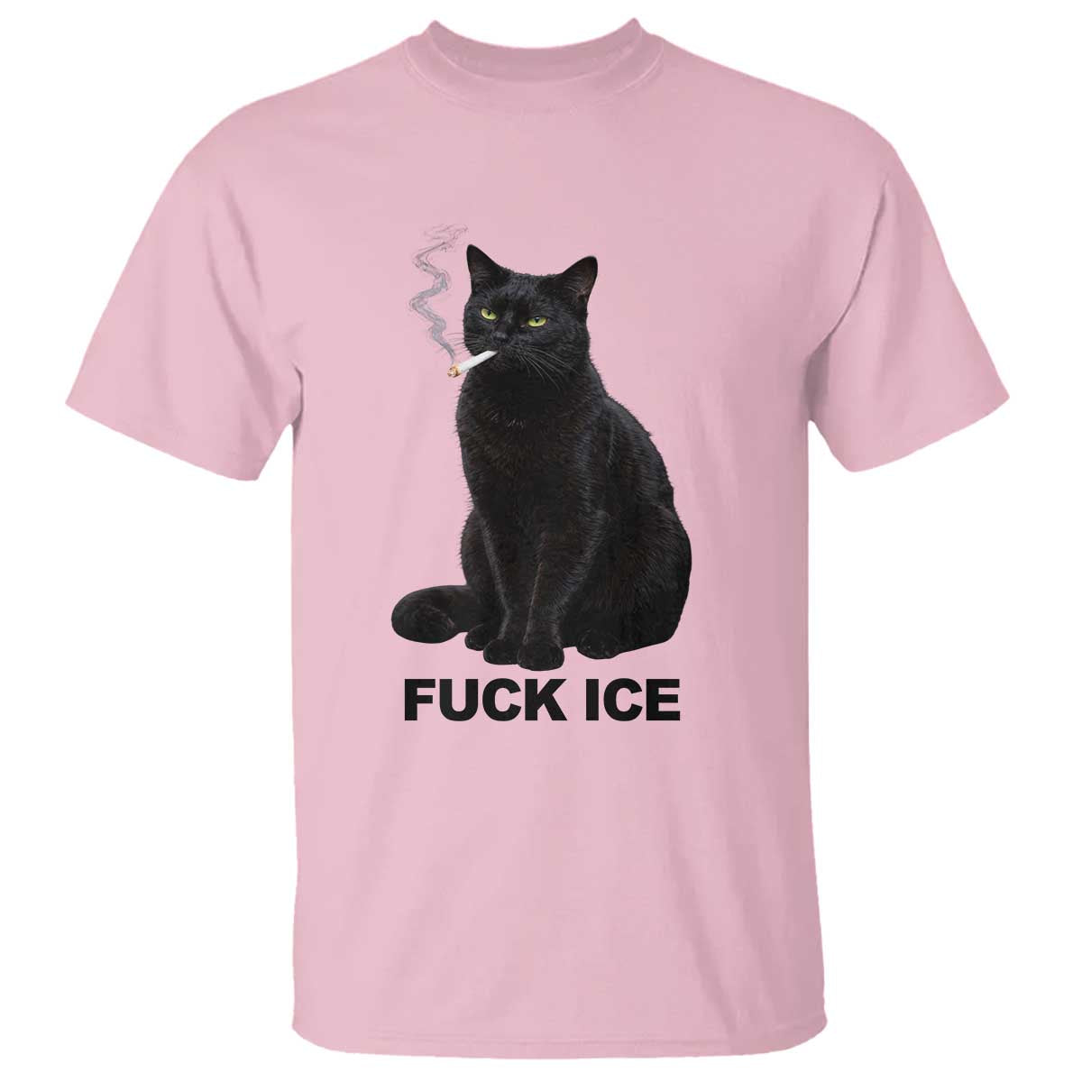 Fck Ice Smoking Cat T Shirt Subtle FDT Black Cat Meme TS10 Light Pink Print Your Wear