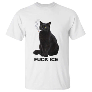 Fck Ice Smoking Cat T Shirt Subtle FDT Black Cat Meme TS10 White Print Your Wear