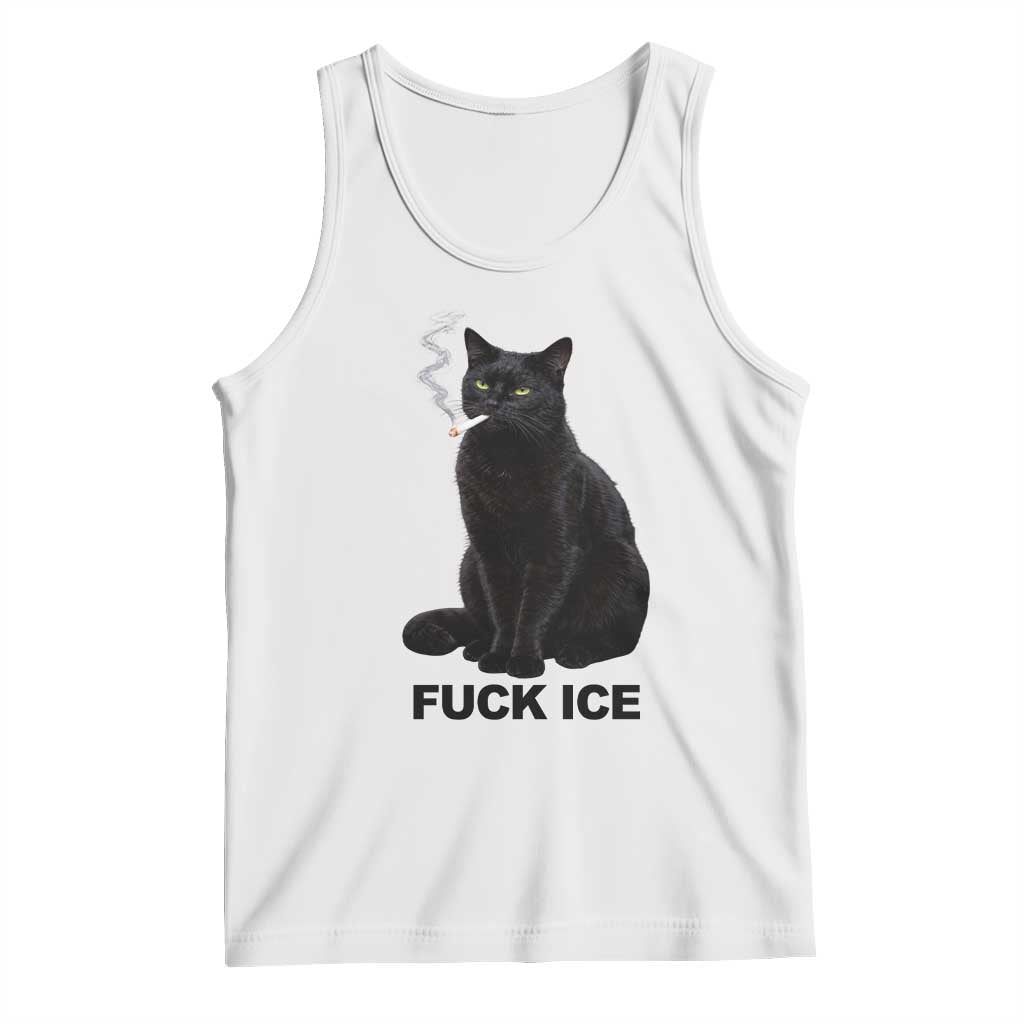 Fck Ice Smoking Cat Tank Top Subtle FDT Black Cat Meme TS10 White Print Your Wear