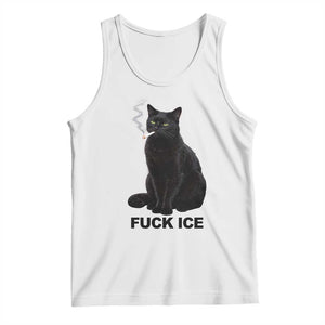 Fck Ice Smoking Cat Tank Top Subtle FDT Black Cat Meme TS10 White Print Your Wear