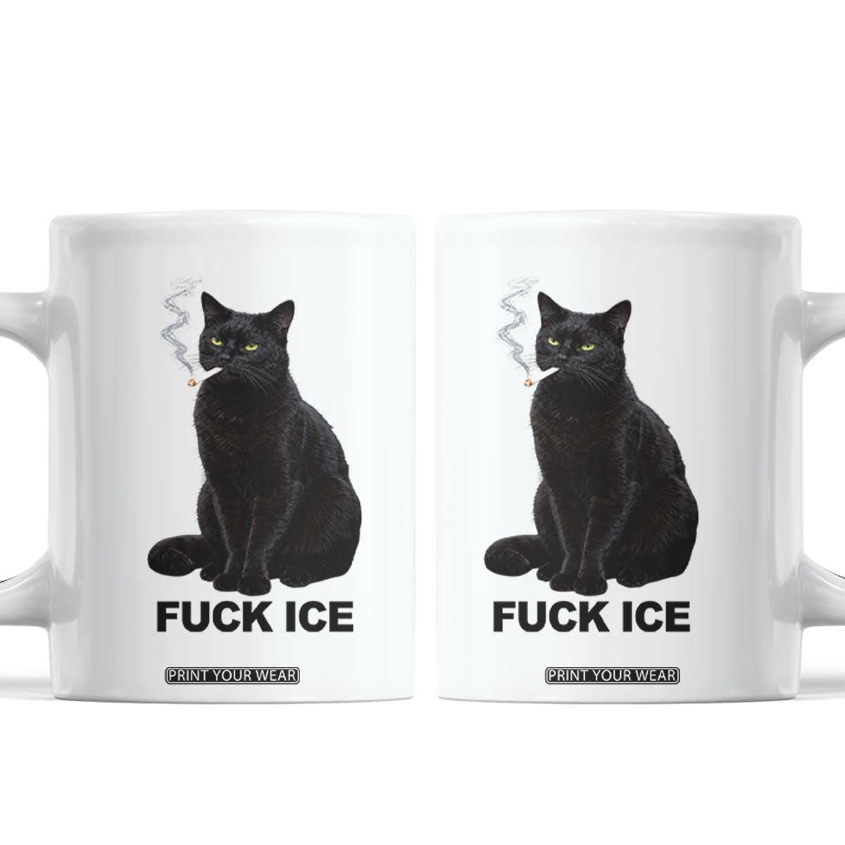 Fck Ice Smoking Cat Coffee Mug Subtle FDT Black Cat Meme TS10 White Print Your Wear