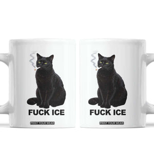 Fck Ice Smoking Cat Coffee Mug Subtle FDT Black Cat Meme TS10 White Print Your Wear