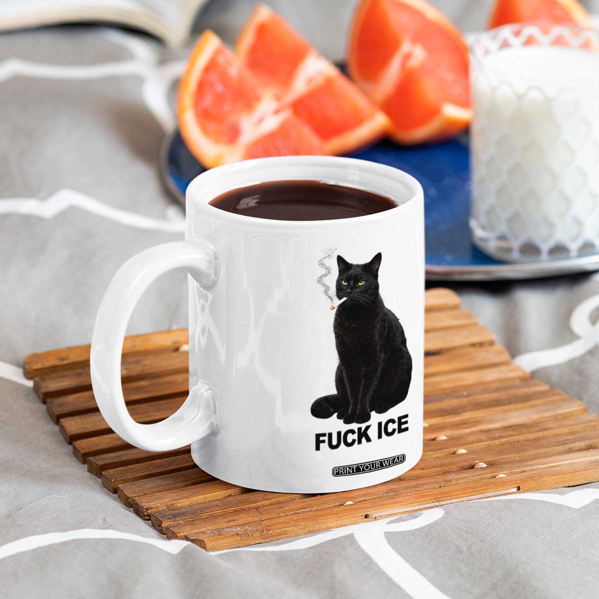 Fck Ice Smoking Cat Coffee Mug Subtle FDT Black Cat Meme TS10 Print Your Wear
