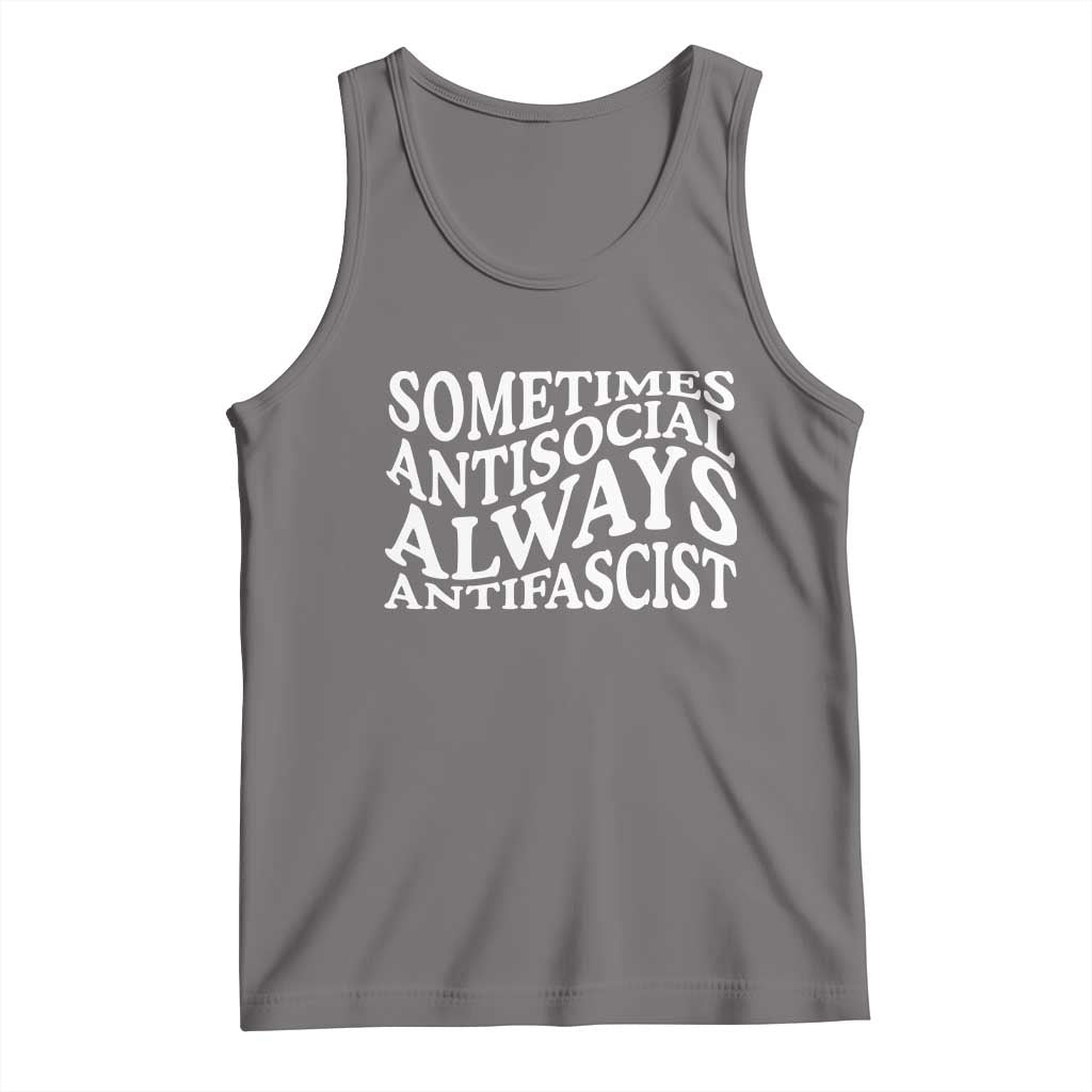 Sometimes Antisocial Always Antifascist Tank Top TS10 Deep Heather Print Your Wear