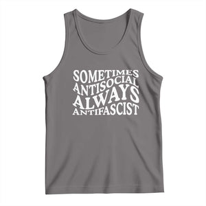 Sometimes Antisocial Always Antifascist Tank Top TS10 Deep Heather Print Your Wear