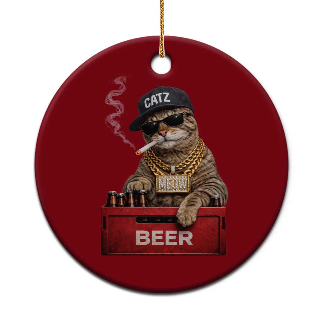 Funny Smoking Cat Meme Ceramic Ornament Vintage Graphic Cigarette Kitty Beer Cat Lover TS10 1pc Red Print Your Wear