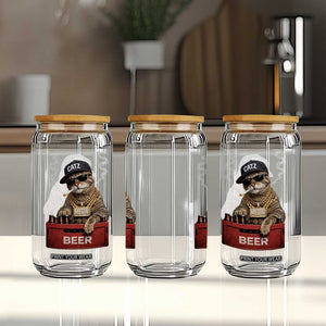 Funny Smoking Cat Meme Glass Can Vintage Graphic Cigarette Kitty Beer Cat Lover TS10 Print Your Wear