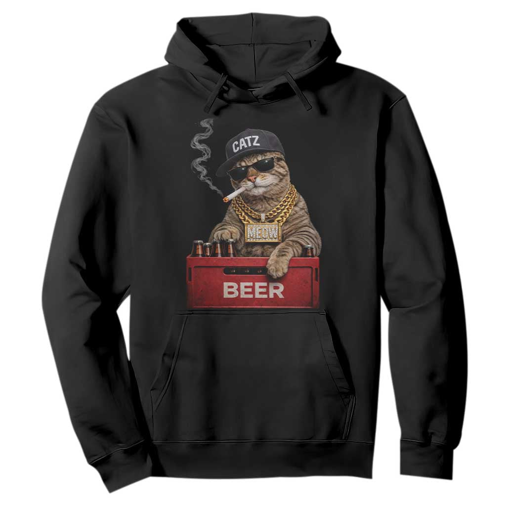 Funny Smoking Cat Meme Hoodie Vintage Graphic Cigarette Kitty Beer Cat Lover TS10 Black Print Your Wear