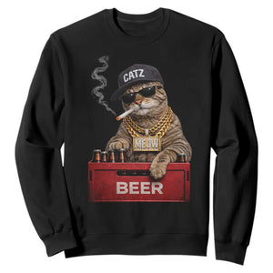Funny Smoking Cat Meme Sweatshirt Vintage Graphic Cigarette Kitty Beer Cat Lover TS10 Black Print Your Wear