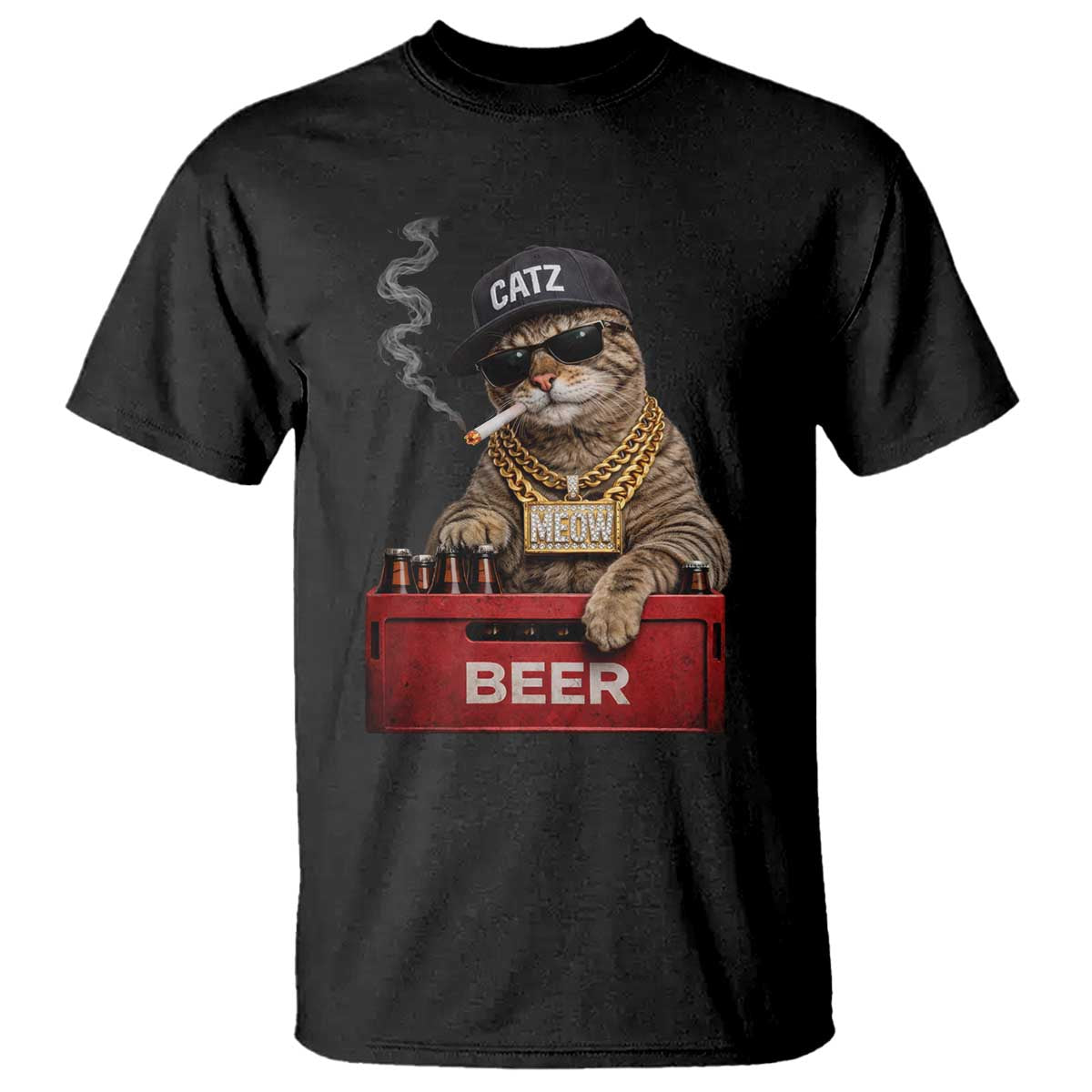 Funny Smoking Cat Meme T Shirt Vintage Graphic Cigarette Kitty Beer Cat Lover TS10 Black Print Your Wear