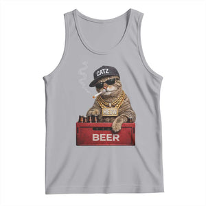 Funny Smoking Cat Meme Tank Top Vintage Graphic Cigarette Kitty Beer Cat Lover TS10 Athletic Heather Print Your Wear