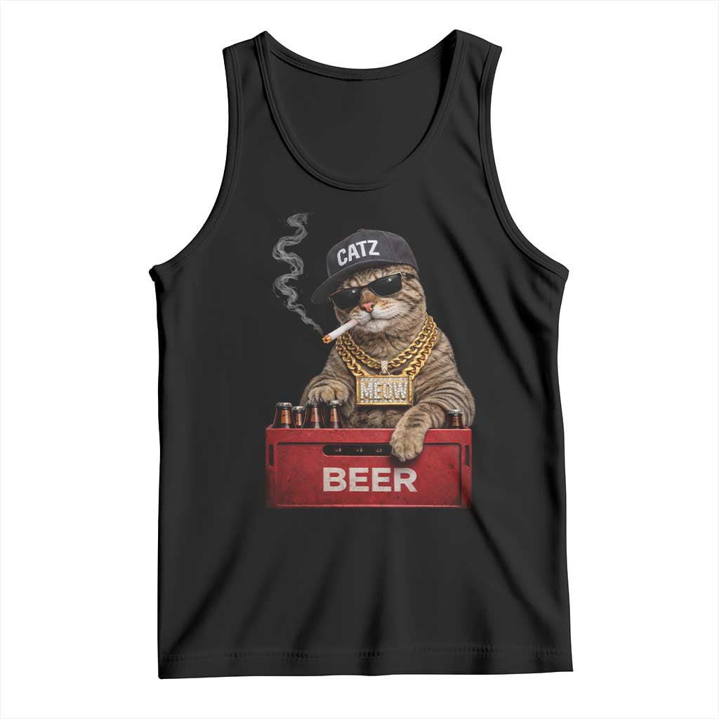 Funny Smoking Cat Meme Tank Top Vintage Graphic Cigarette Kitty Beer Cat Lover TS10 Black Print Your Wear