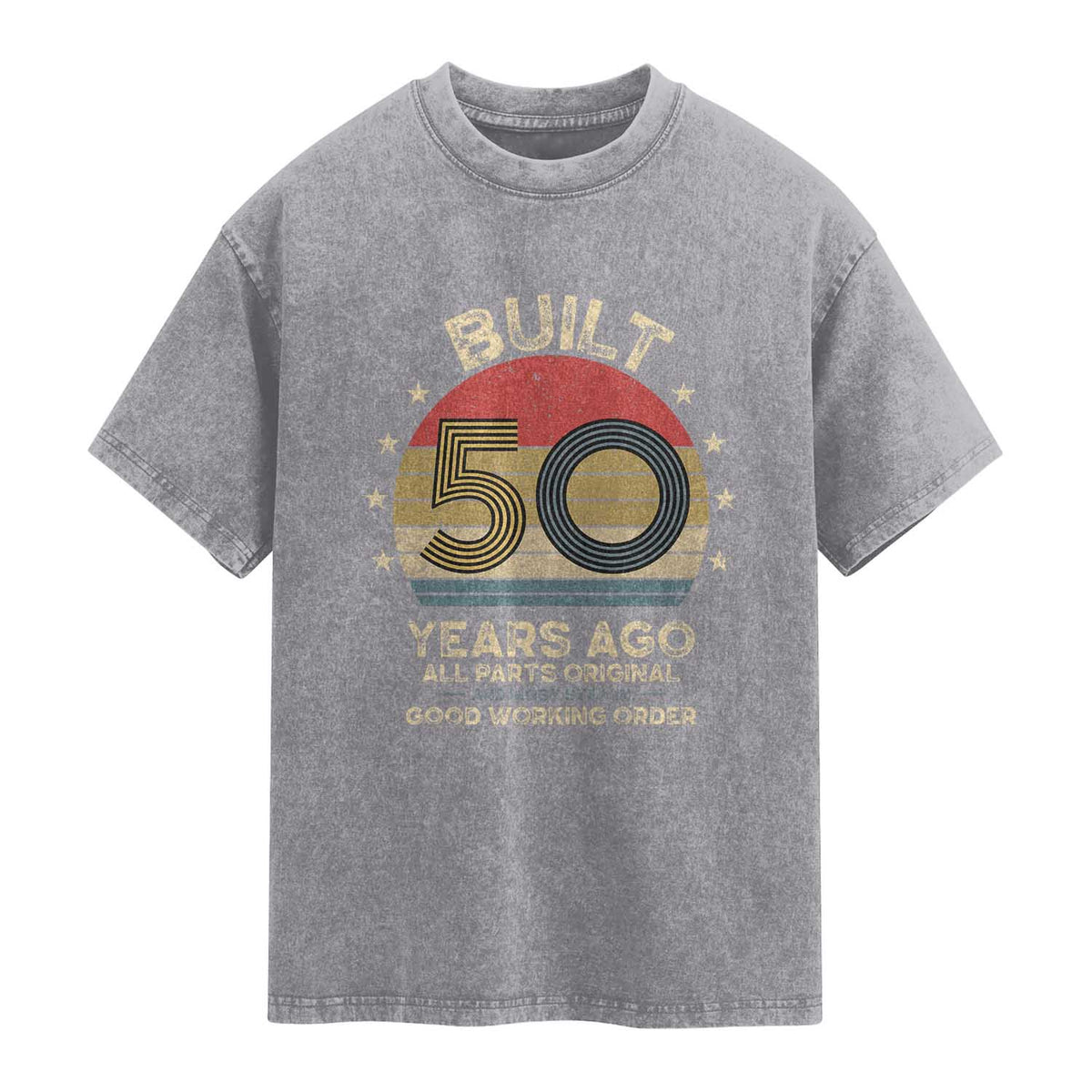 Funny 50th Birthday Washed Cotton T-Shirt Vintage Retro Built 50 Years Ago