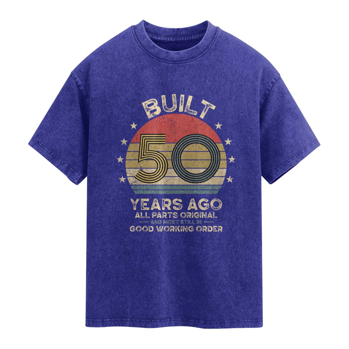 Funny 50th Birthday Washed Cotton T-Shirt Vintage Retro Built 50 Years Ago