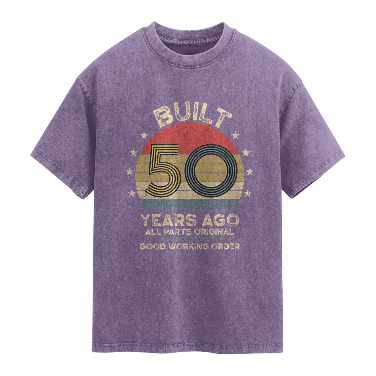 Funny 50th Birthday Washed Cotton T-Shirt Vintage Retro Built 50 Years Ago
