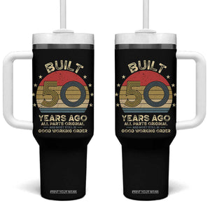 Funny 50th Birthday Tumbler With Handle Vintage Retro Built 50 Years Ago TS10 One Size: 40 oz Black Print Your Wear