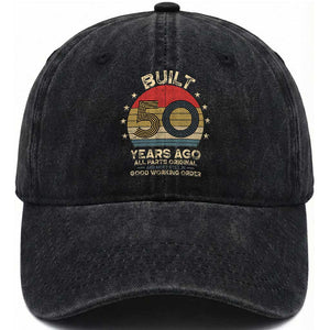 Funny 50th Birthday Washed Cotton Baseball Cap Vintage Retro Built 50 Years Ago TS10 Print Your Wear