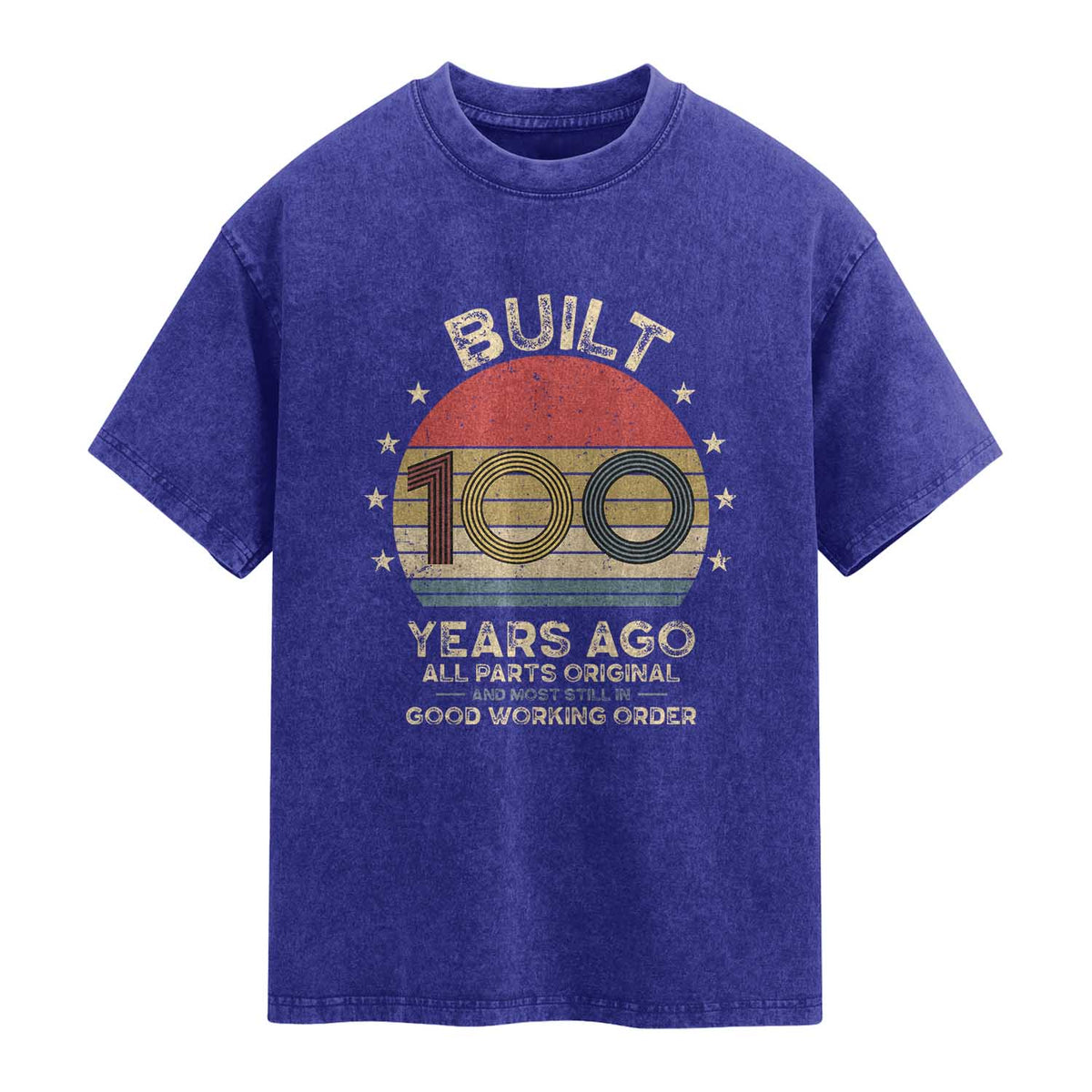 Funny 100th Birthday Washed Cotton T-Shirt Vintage Retro Built 100 Years Ago