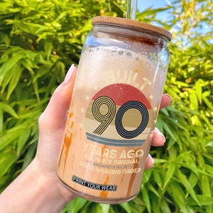Funny 90th Birthday Glass Can Vintage Retro Built 90 Years Ago TS10 Black Print Your Wear