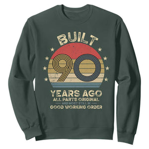 Funny 90th Birthday Sweatshirt Vintage Retro Built 90 Years Ago TS10 Dark Forest Green Print Your Wear