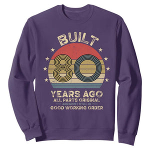 Funny 80th Birthday Sweatshirt Vintage Retro Built 80 Years Ago TS10 Purple Print Your Wear