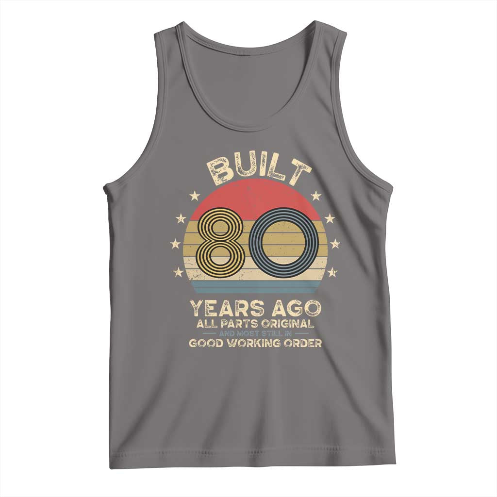 Funny 80th Birthday Tank Top Vintage Retro Built 80 Years Ago TS10 Deep Heather Print Your Wear