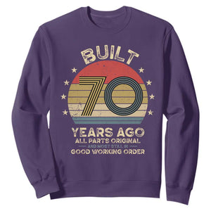 Funny 70th Birthday Sweatshirt Vintage Retro Built 70 Years Ago TS10 Purple Print Your Wear