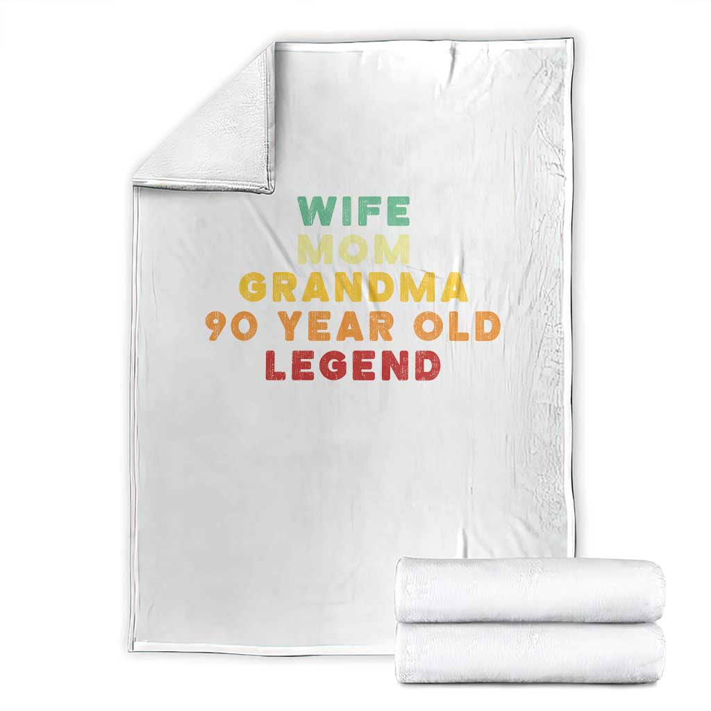 90th Birthday Gifts For Women Throw Blanket Wife Mom Grandma 90 Year Old Legend TS10 Black Print Your Wear