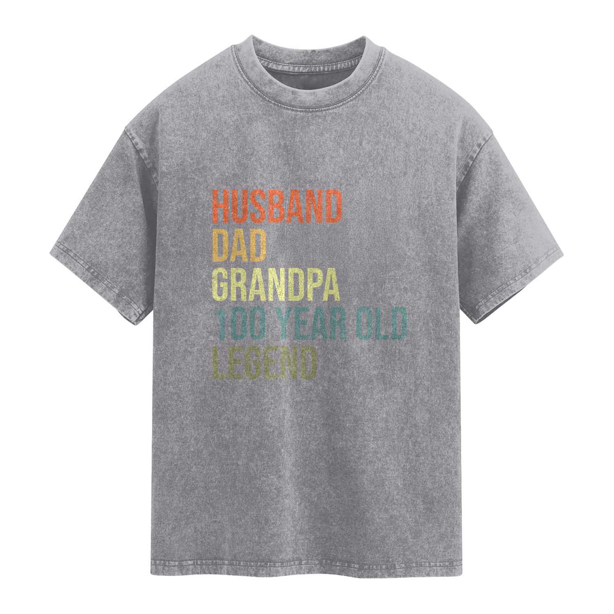 100th Birthday Washed Cotton T-Shirt Husband Dad Grandpa 100 Year Old Legend