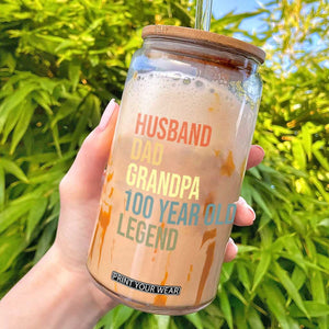 100th Birthday Glass Can Husband Dad Grandpa 100 Year Old Legend TS10 Black Print Your Wear