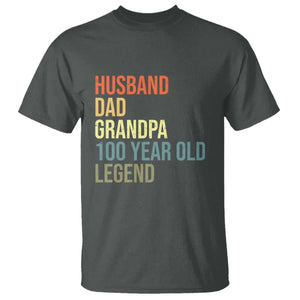 100th Birthday T Shirt Husband Dad Grandpa 100 Year Old Legend TS10 Dark Heather Print Your Wear