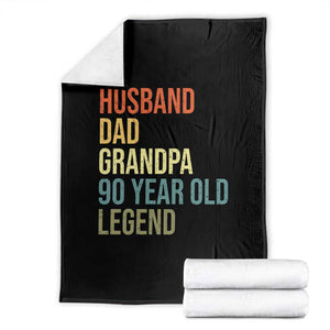 90th Birthday Throw Blanket Husband Dad Grandpa 90 Year Old Legend TS10 Black Print Your Wear