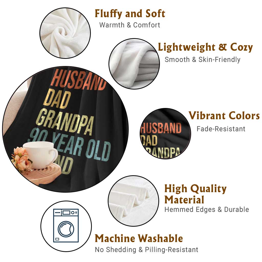 90th Birthday Throw Blanket Husband Dad Grandpa 90 Year Old Legend TS10 Print Your Wear