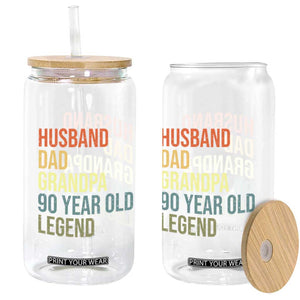 90th Birthday Glass Can Husband Dad Grandpa 90 Year Old Legend TS10 Print Your Wear